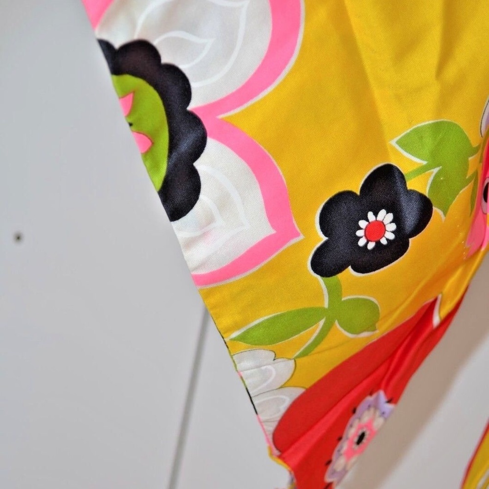 Vintage 70s Janet Lynn floral caftan dress, Kimono sleeve, psychedelic, S/M/L - Picture 5 of 9